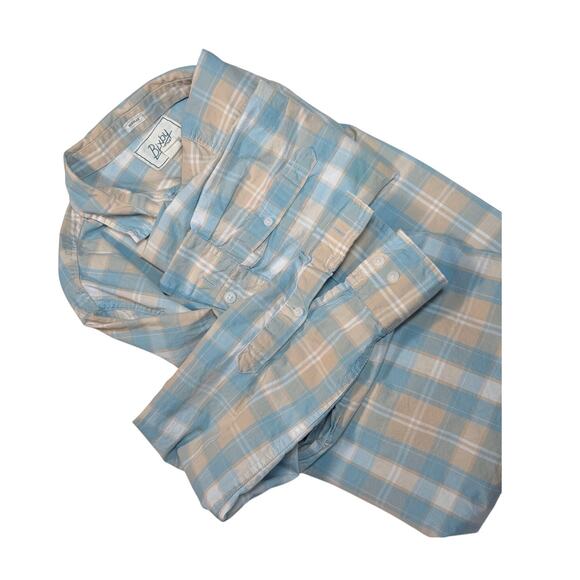 Bixby Pastel Blue White Plaid Button Down Men's Large Tall - Picture 4 of 5